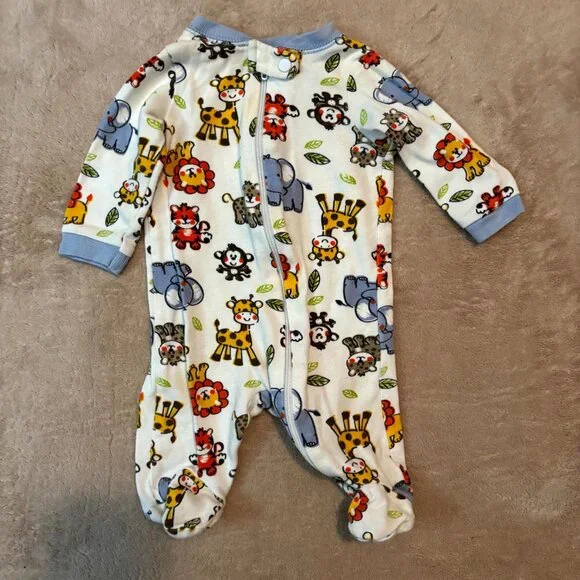 Carter's Garanimals Baby Boy Sleepers & Gown NB Lot 3 Safari Animals Dog Red Blu - Picture 7 of 10